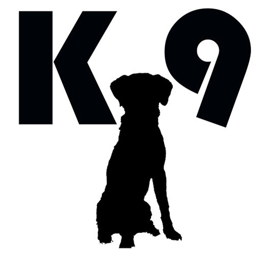 Silhuette von Hund mit Buchstaben K9